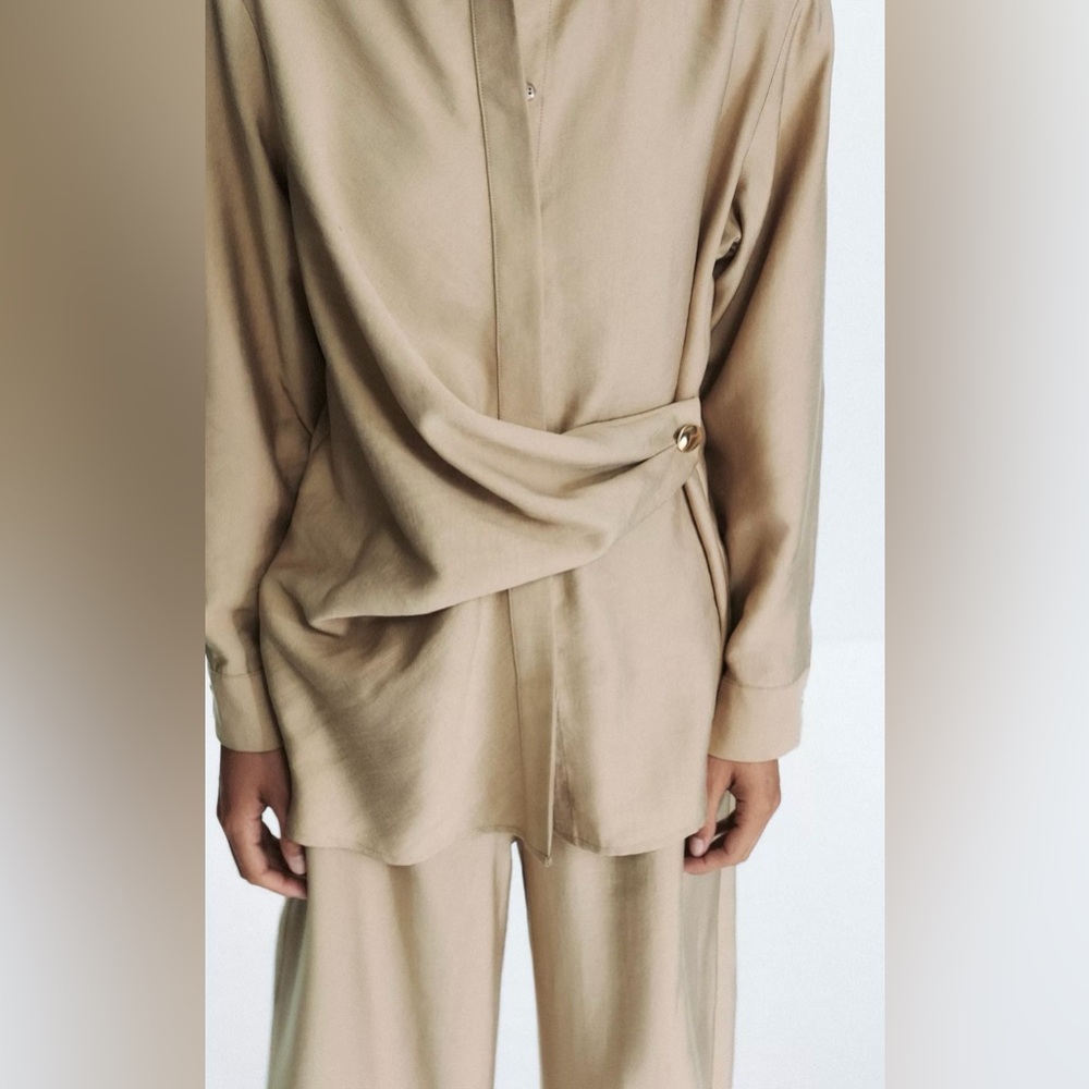 Zara GOLD BUTTON WRAP SHIRT - Picture 4 of 9